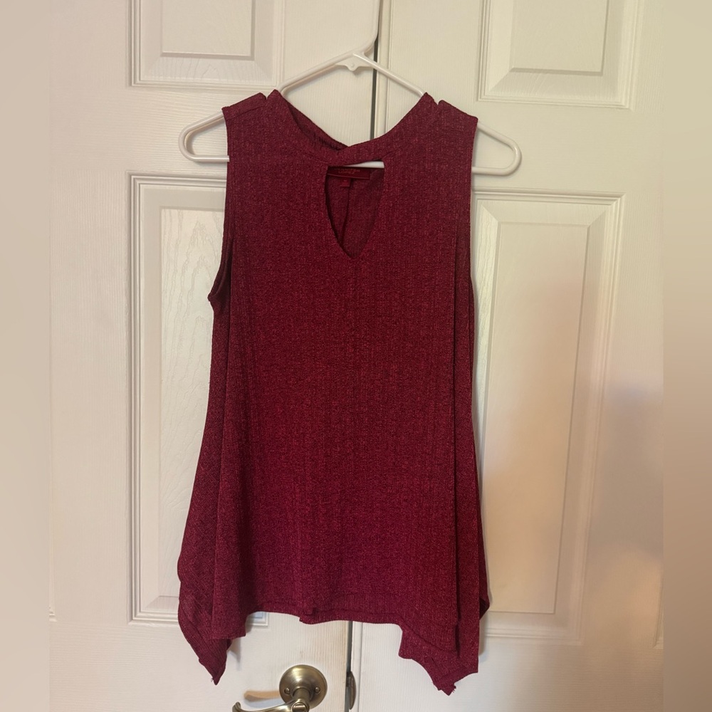 Jennifer Lopez Red Asymmetrical Sleeveless Tank Top